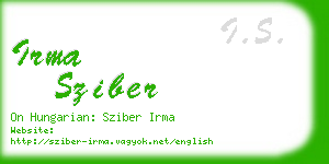 irma sziber business card